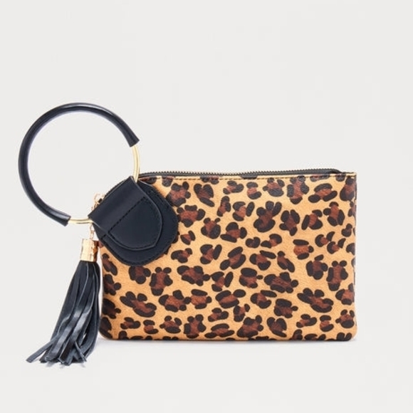 Fashion Nova Handbags - Fashion Nova Leopard Print Wristlet with Black Tassel